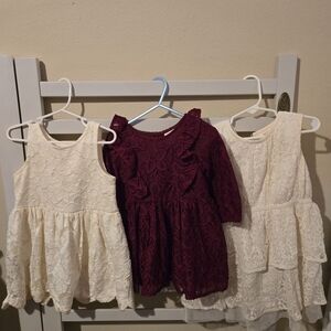 Elegant Lace Dresses in Cream and Burgundy